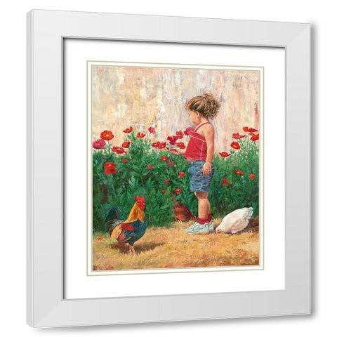 Country Girl White Modern Wood Framed Art Print with Double Matting by Dudley, June