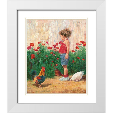 Country Girl White Modern Wood Framed Art Print with Double Matting by Dudley, June