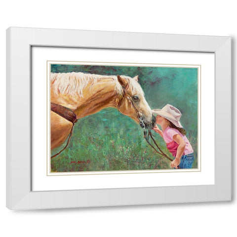 The First Kiss White Modern Wood Framed Art Print with Double Matting by Dudley, June