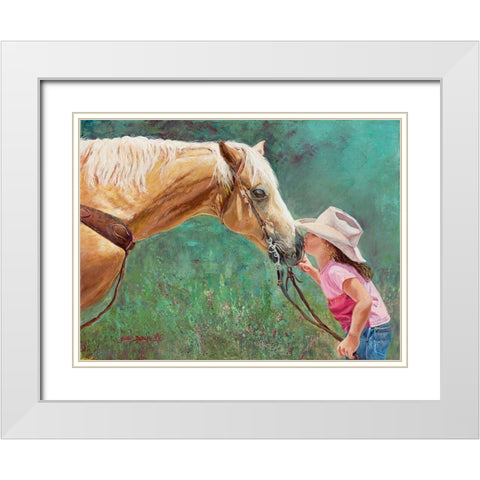 The First Kiss White Modern Wood Framed Art Print with Double Matting by Dudley, June