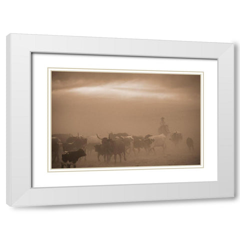 Caught In A Dust Storm White Modern Wood Framed Art Print with Double Matting by Dawson, Robert
