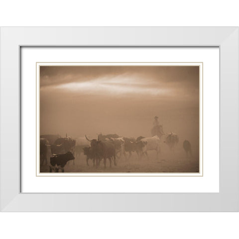 Caught In A Dust Storm White Modern Wood Framed Art Print with Double Matting by Dawson, Robert