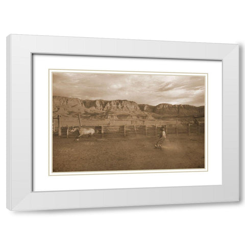 First Day At School White Modern Wood Framed Art Print with Double Matting by Dawson, Robert