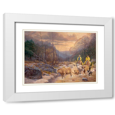 Early Morning Ride White Modern Wood Framed Art Print with Double Matting by Dudley, June