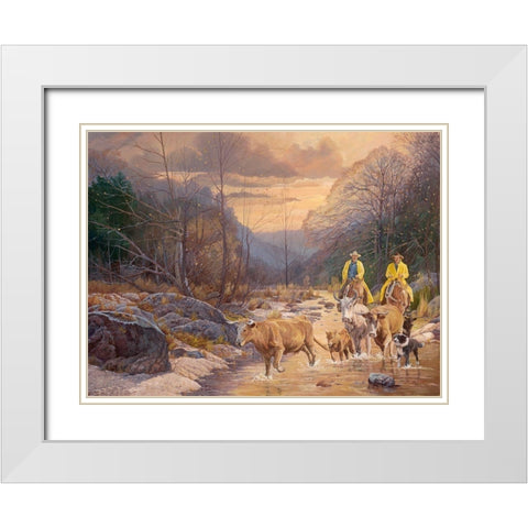 Early Morning Ride White Modern Wood Framed Art Print with Double Matting by Dudley, June
