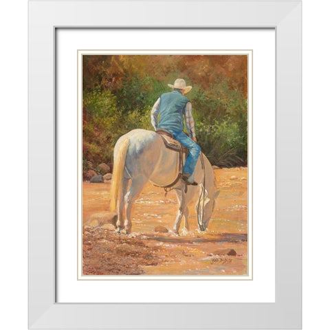 A Cool Drink White Modern Wood Framed Art Print with Double Matting by Dudley, June
