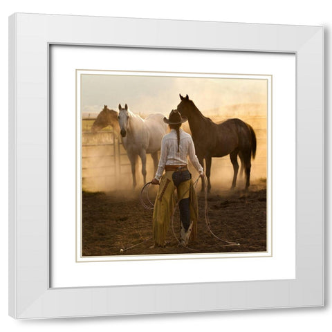 Whos the Boss White Modern Wood Framed Art Print with Double Matting by Dawson, Robert