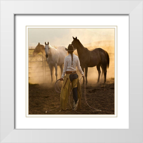 Whos the Boss White Modern Wood Framed Art Print with Double Matting by Dawson, Robert