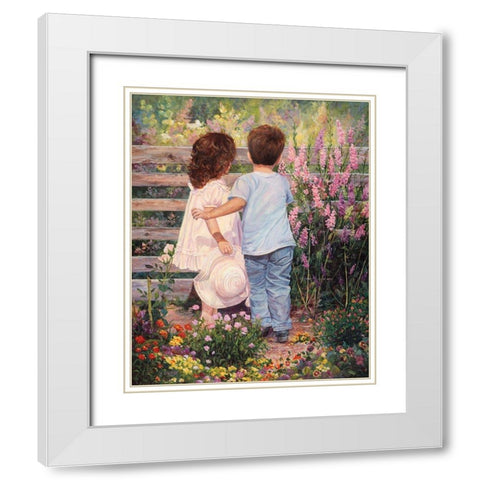 Flowers For The Lady White Modern Wood Framed Art Print with Double Matting by Dudley, June