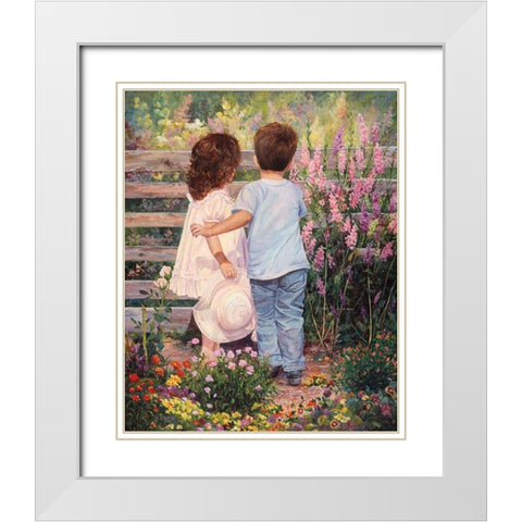 Flowers For The Lady White Modern Wood Framed Art Print with Double Matting by Dudley, June