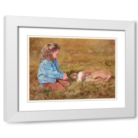 Getting To Know You White Modern Wood Framed Art Print with Double Matting by Dudley, June