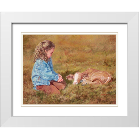 Getting To Know You White Modern Wood Framed Art Print with Double Matting by Dudley, June