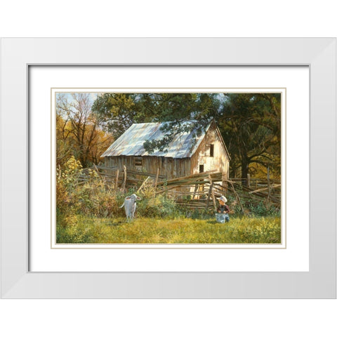 Morning Chat White Modern Wood Framed Art Print with Double Matting by Dudley, June