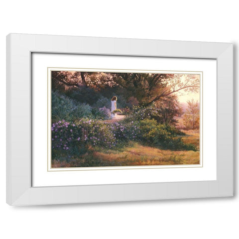 Morning Stroll White Modern Wood Framed Art Print with Double Matting by Dudley, June
