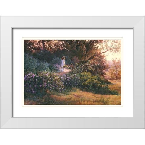 Morning Stroll White Modern Wood Framed Art Print with Double Matting by Dudley, June