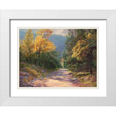 October Sunshine White Modern Wood Framed Art Print with Double Matting by Dudley, June