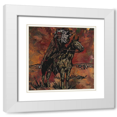 Sioux Rider White Modern Wood Framed Art Print with Double Matting by Kuehl, Cody