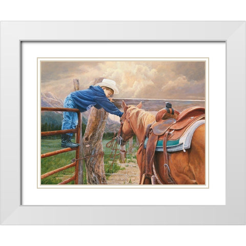 Give Me A Chance White Modern Wood Framed Art Print with Double Matting by Dudley, June