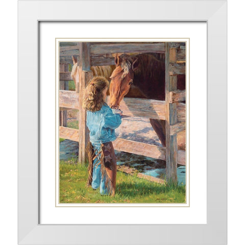 Morning Chores White Modern Wood Framed Art Print with Double Matting by Dudley, June