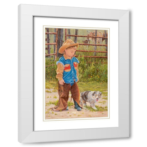 Boss Man White Modern Wood Framed Art Print with Double Matting by Dudley, June