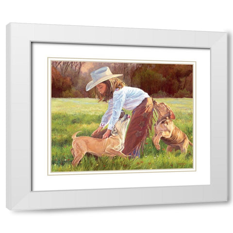 Puppy Love White Modern Wood Framed Art Print with Double Matting by Dudley, June