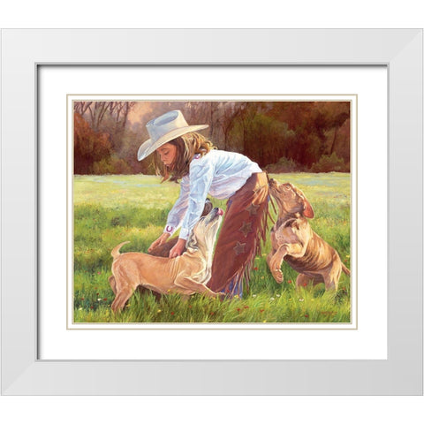 Puppy Love White Modern Wood Framed Art Print with Double Matting by Dudley, June
