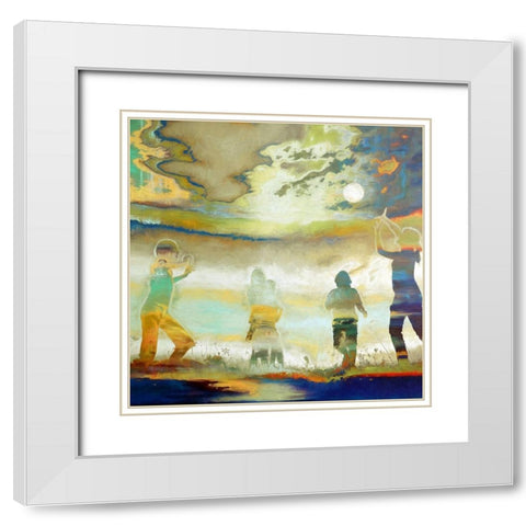 Playing with the Moon White Modern Wood Framed Art Print with Double Matting by Bolokofsky, Ronald