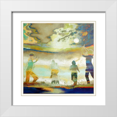 Playing with the Moon White Modern Wood Framed Art Print with Double Matting by Bolokofsky, Ronald