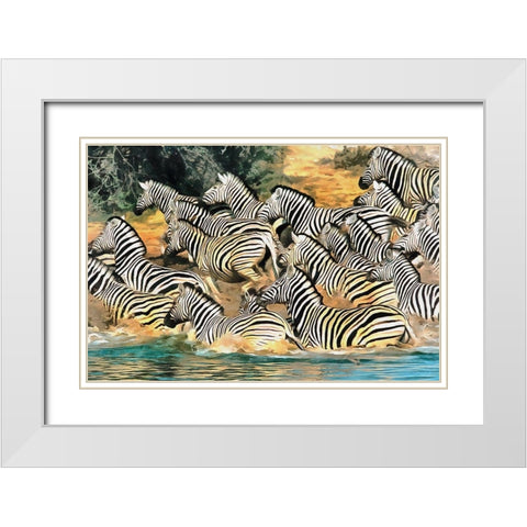 At the Drinking Hole White Modern Wood Framed Art Print with Double Matting by Bolokofsky, Ronald