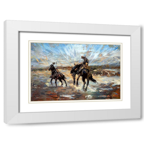 Buckin Bronco White Modern Wood Framed Art Print with Double Matting by Bolokofsky, Ronald