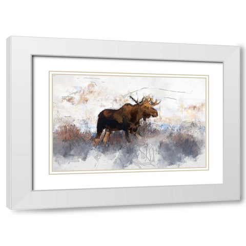 Bull Moose White Modern Wood Framed Art Print with Double Matting by Bolokofsky, Ronald