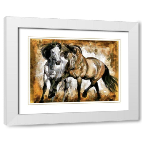 Horse Play II White Modern Wood Framed Art Print with Double Matting by Bolokofsky, Ronald