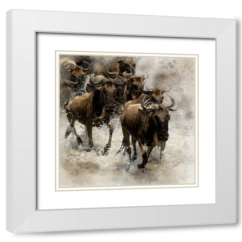Crossing the River White Modern Wood Framed Art Print with Double Matting by Bolokofsky, Ronald