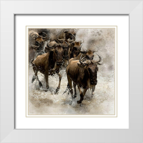 Crossing the River White Modern Wood Framed Art Print with Double Matting by Bolokofsky, Ronald