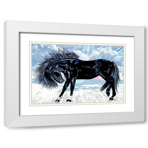 Friesian Horse White Modern Wood Framed Art Print with Double Matting by Bolokofsky, Ronald