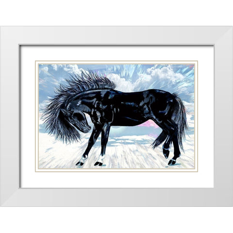 Friesian Horse White Modern Wood Framed Art Print with Double Matting by Bolokofsky, Ronald