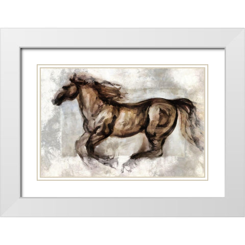 Full Trot White Modern Wood Framed Art Print with Double Matting by Bolokofsky, Ronald