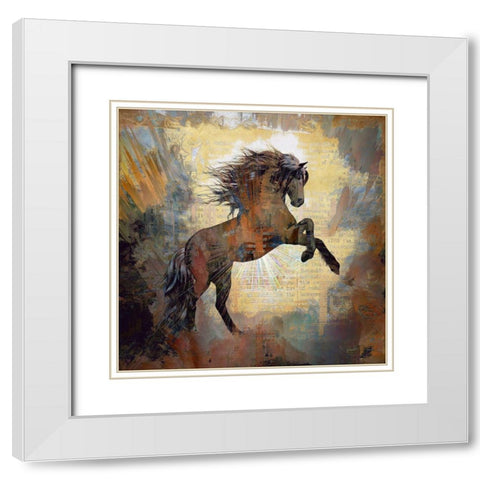 Horse Tales I White Modern Wood Framed Art Print with Double Matting by Bolokofsky, Ronald