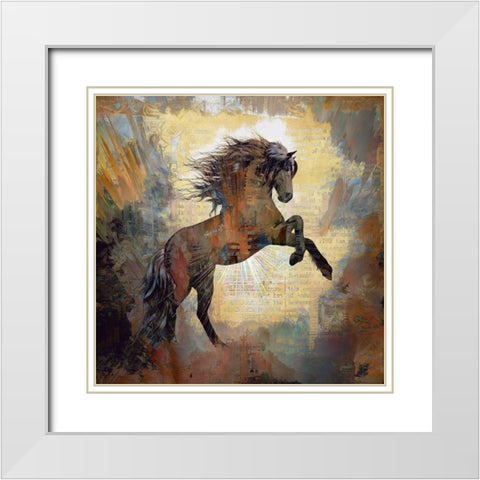 Horse Tales I White Modern Wood Framed Art Print with Double Matting by Bolokofsky, Ronald
