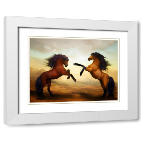 Horsing Around III White Modern Wood Framed Art Print with Double Matting by Bolokofsky, Ronald
