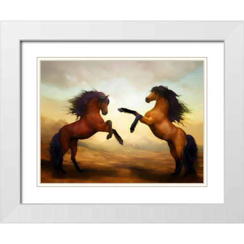 Horsing Around III White Modern Wood Framed Art Print with Double Matting by Bolokofsky, Ronald