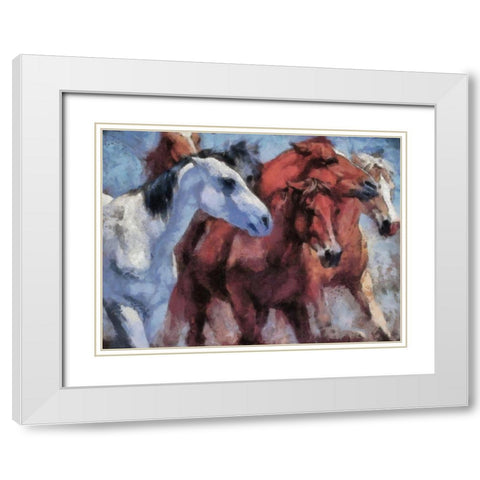Small Herd White Modern Wood Framed Art Print with Double Matting by Bolokofsky, Ronald