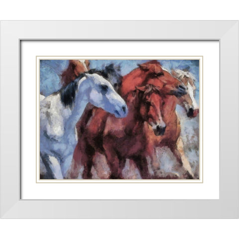 Small Herd White Modern Wood Framed Art Print with Double Matting by Bolokofsky, Ronald