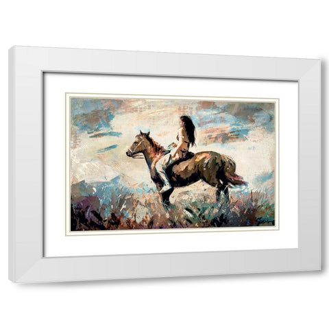 Morning Rider White Modern Wood Framed Art Print with Double Matting by Bolokofsky, Ronald