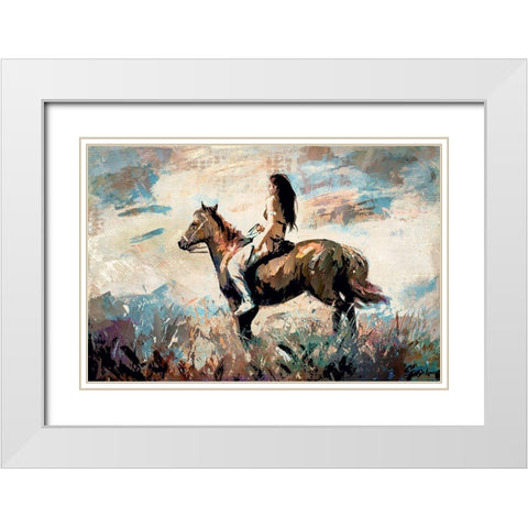 Morning Rider White Modern Wood Framed Art Print with Double Matting by Bolokofsky, Ronald