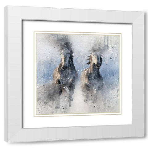 Two Horses More White Modern Wood Framed Art Print with Double Matting by Bolokofsky, Ronald