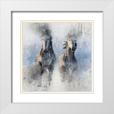 Two Horses More White Modern Wood Framed Art Print with Double Matting by Bolokofsky, Ronald