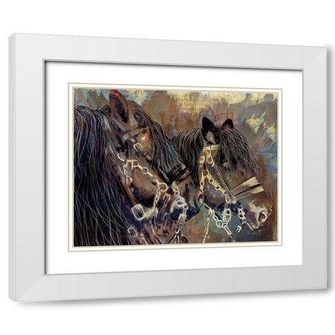 Two Horses White Modern Wood Framed Art Print with Double Matting by Bolokofsky, Ronald