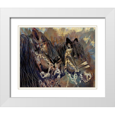 Two Horses White Modern Wood Framed Art Print with Double Matting by Bolokofsky, Ronald