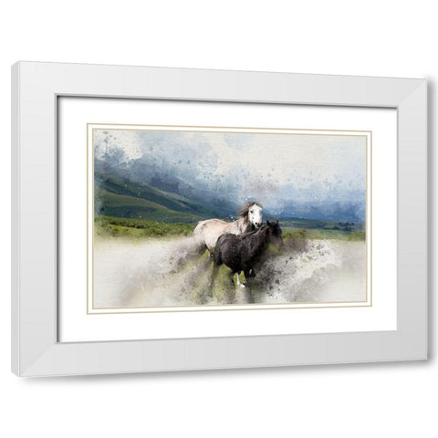 Wild Horses I White Modern Wood Framed Art Print with Double Matting by Bolokofsky, Ronald